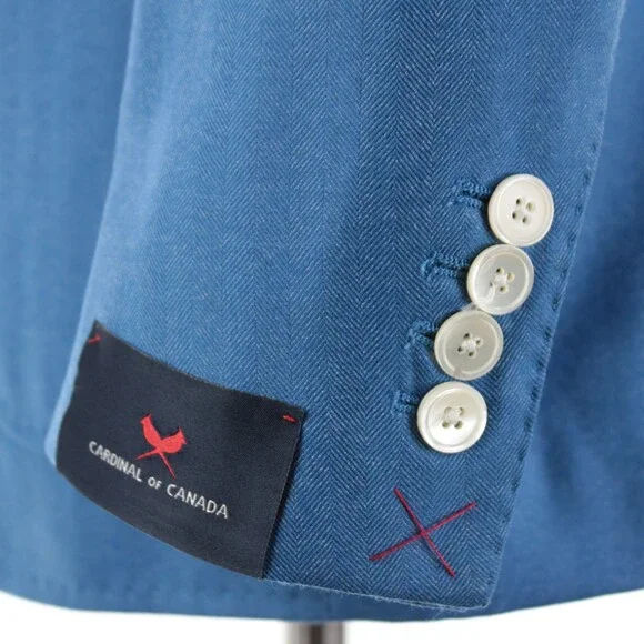 Cardinal of Canada NWT Wool / Silk Sport Coat Size 40S US In Blue Herringbone
